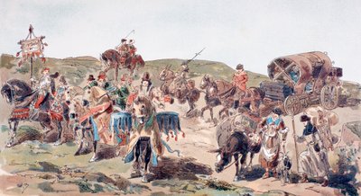 En vagn som reser med eskort på 1400-talet, 1886 av Armand Jean Heins