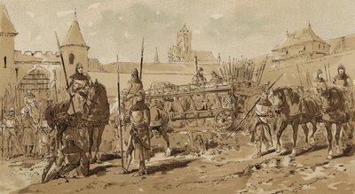 Militärvagn och kavallerist, 1200-talet av Armand Jean Heins