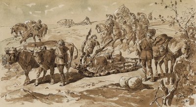 Oxdragna släde- och packhästar i primitiv tid av Armand Jean Heins