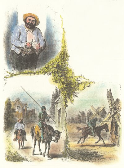 Illustration av Armand-Louis-Henri Telory för barnens anpassning av Don Quichot av Armand Louis Henri Telory