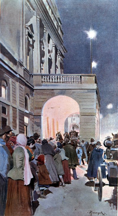 De nyfikna framför Teatro alla Scala av Arnaldo Ferraguti