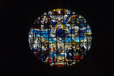 The Assumption of the Virgin (målat glas) av Arnao de Flandres