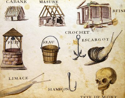 Illustrationer från "A French Alphabet Book of 1814", pub. av Charles Plante Fine Arts av Arnaud de Beauregard