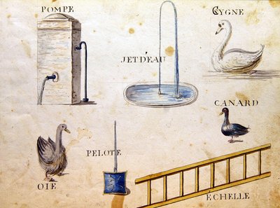 Illustrationer från "A French Alphabet Book of 1814", pub. av Charles Plante Fine Arts av Arnaud de Beauregard