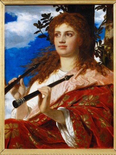 Die Muse des Anakreon - Anakreons musa ... (målning på duk) av Arnold Böcklin