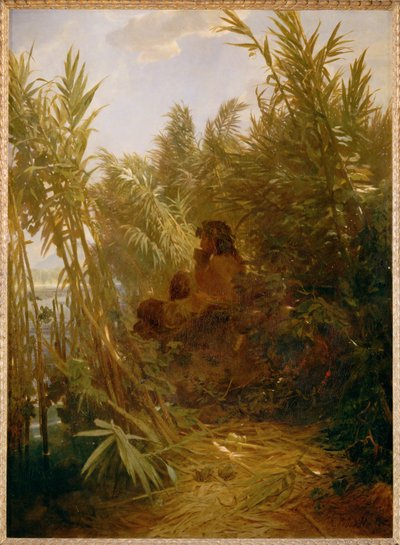 Pan im Schilf - Pan i vassen ... (målning på duk) av Arnold Böcklin