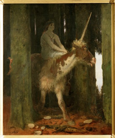 Waldesstille - Skogens tystnad. ... (målning på trä) av Arnold Böcklin