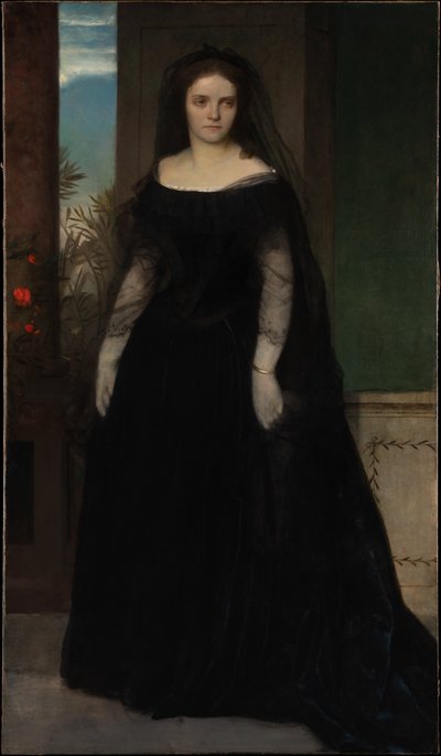 Porträtt av skådespelerskan Fanny Janauschek av Arnold Böcklin