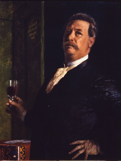 Självporträtt med vinglaset av Arnold Böcklin