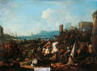 "Belägringen av La Rochelle i oktober 1628", tidigt 1700-tal av Arnold Frans Rubens