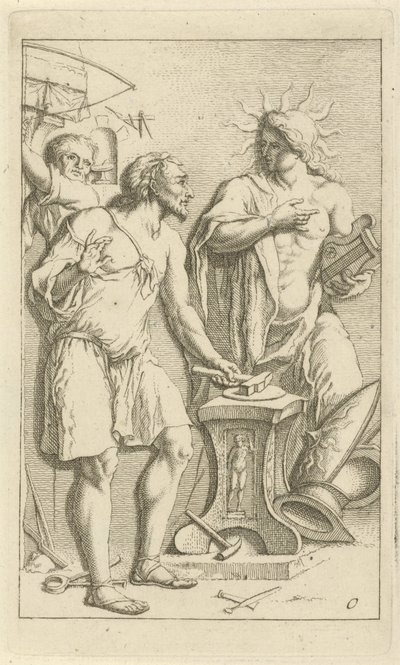 Apollo i Vulcans smedja Syndascen, öppen för målare, bildhållare etc. (serietitel) av Arnold Houbraken