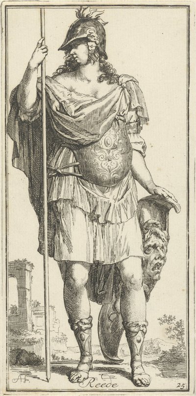 Minerva som personifiering av förnuftet Reede (titel på objekt) Fyrtioen stycken, flera Sinne-statyer (serietitel) av Arnold Houbraken