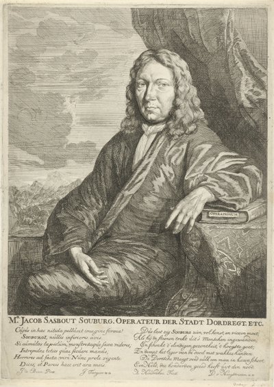 Porträtt av Jacob Sasbout Souburg Jacob Sasbout Souburg. Operatör av Staden Dordregt. etc. (titel på objekt) av Arnold Houbraken