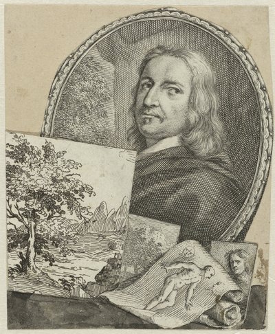 Porträtt av Philippe de Champaigne i ett collage av Arnold Houbraken