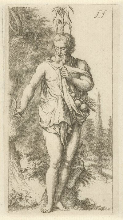 Priapus Scen med syndastatyer öppnade i tjänst för målare, statyhållare etc. (serietitel) av Arnold Houbraken