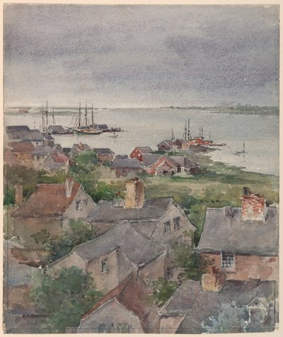 Hus vid stranden i Nantucket av Arnold William Brunner
