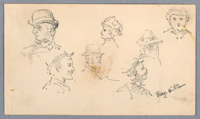 Sju skisser av huvuden av Arnold William Brunner