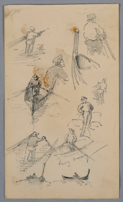 Skisser av figurer på båtar av Arnold William Brunner