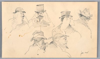 Skisser av mäns huvuden av Arnold William Brunner