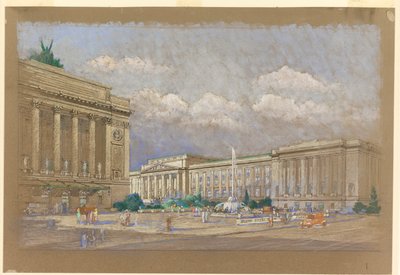 Studie för Proposed Music and Arts Center, New York, NY av Arnold William Brunner
