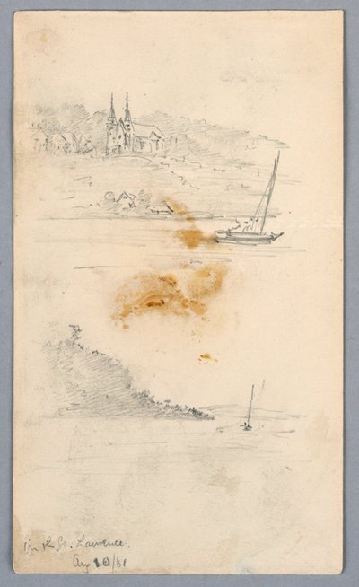 Två skisser av segelbåtar vid St. Lawrence av Arnold William Brunner