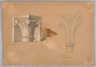 Två studier av arkitektoniska detaljer av Arnold William Brunner