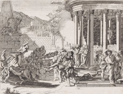 Sinorix bärs från templet efter att ha blivit förgiftad, 1650-1700. av Arnold van Westerhout.