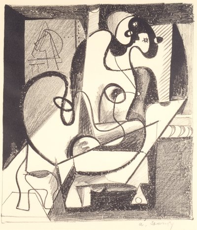 Målare och modell (Skapelsekammaren) av Arshile Gorky