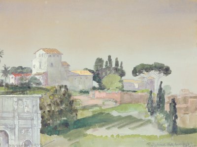 Palatinska kullen från Colosseum, 1927 (wc på papper) av Arthur Bowen Davies