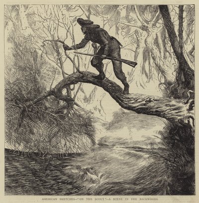 American Sketches, On the Scout, a Scene in the Backwoods av Arthur Boyd Houghton