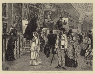 Konststudenter kopierar bilder på Louvren, Paris av Arthur Boyd Houghton
