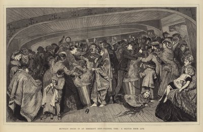 Mellan däck på ett emigrantfartyg, matningstid, en skiss från livet av Arthur Boyd Houghton