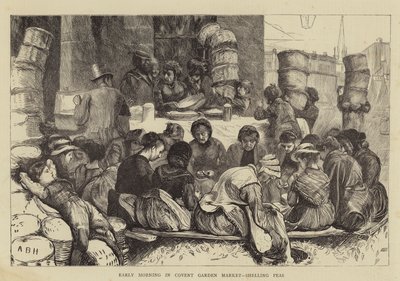Tidig morgon i Covent Garden Market, beskjutning ärter av Arthur Boyd Houghton