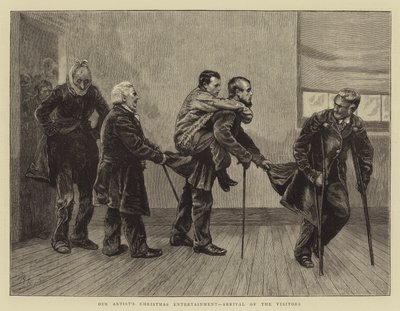 Vår artists julunderhållning, besökarnas ankomst av Arthur Boyd Houghton