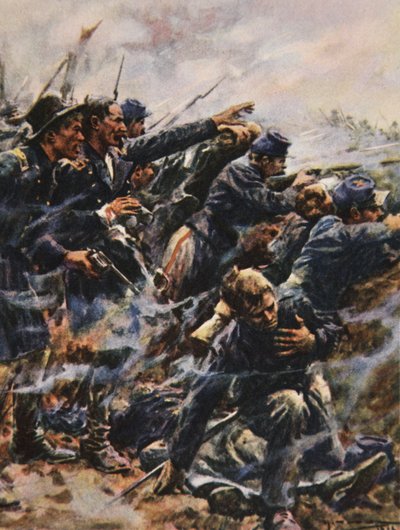 High Tide at Gettysburg, illustration från "This Country of Ours, The Story of the United States" av H.E. Marshall av Arthur C. (after) Michael