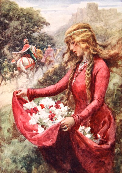 St. Elisabeths rosor (färg litho) av Arthur C. (after) Michael