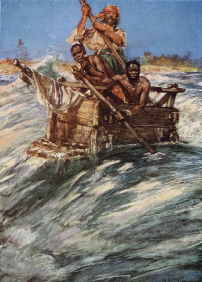 Andrew Battell korsar baren vid munnen av Mbengo av Arthur David McCormick
