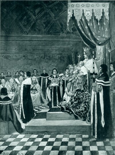 Henrik VI öppnade parlamentet med sin mor av Arthur David McCormick
