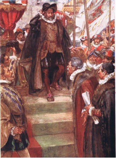 Prinsen av Orange visste inget större ögonblick än detta, illustration från Romance of History: The Netherlands, 1920-talet av Arthur David McCormick