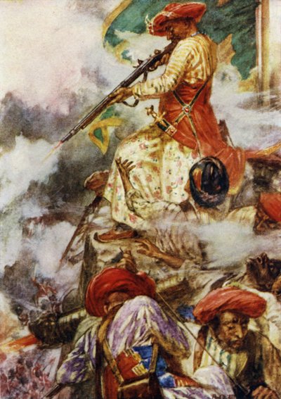 Tipu själv stod och sköt kyligt mot sina framryckande fiender av Arthur David McCormick