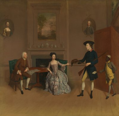 John Orde, hans fru, Anne, hans äldsta son, William och en tjänare av Arthur Devis