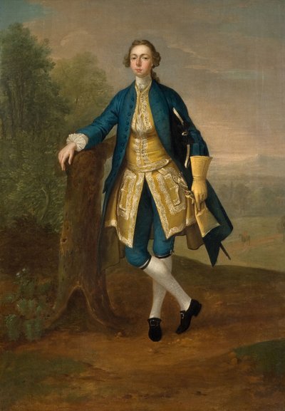 Porträtt av en man i blått, 1785. av Arthur Devis