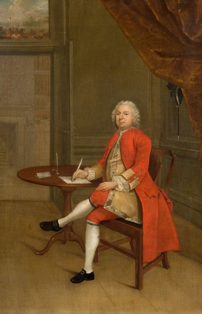 Porträtt av en man i rött, 1785. av Arthur Devis
