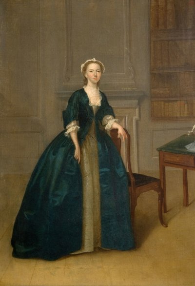 Porträtt av en kvinna i mörkblått, 1785. av Arthur Devis