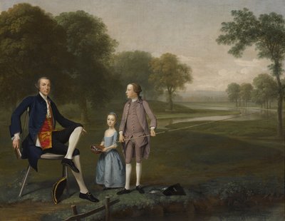 Richard Moretan, Esq. av Tackley med sin brorson och systerdotter John och Susanna Weyland, 1757 av Arthur Devis