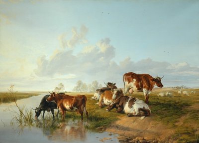Landskap med en boskap nära Wool, Dorset av Arthur Douglas Peppercorn