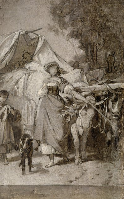Två grisailles till "Hermann och Dorothea" av Arthur Georg Freiherr von Ramberg
