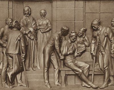 Florence Nightingale besöker patienter, avlastning på Woolwich sjukhus, London (s/v foto) av Arthur George Walker