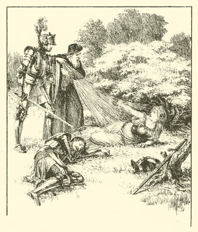 Sir Guyon, The Bower of Bliss (gravyr) av Arthur George Walker