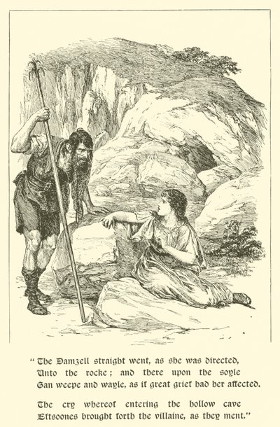 The Adventures Of Sir Artegall, At The Den Deceit (gravyr) av Arthur George Walker